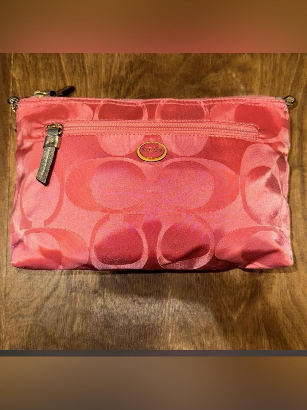 Coach Coral Signature cosmetic bag